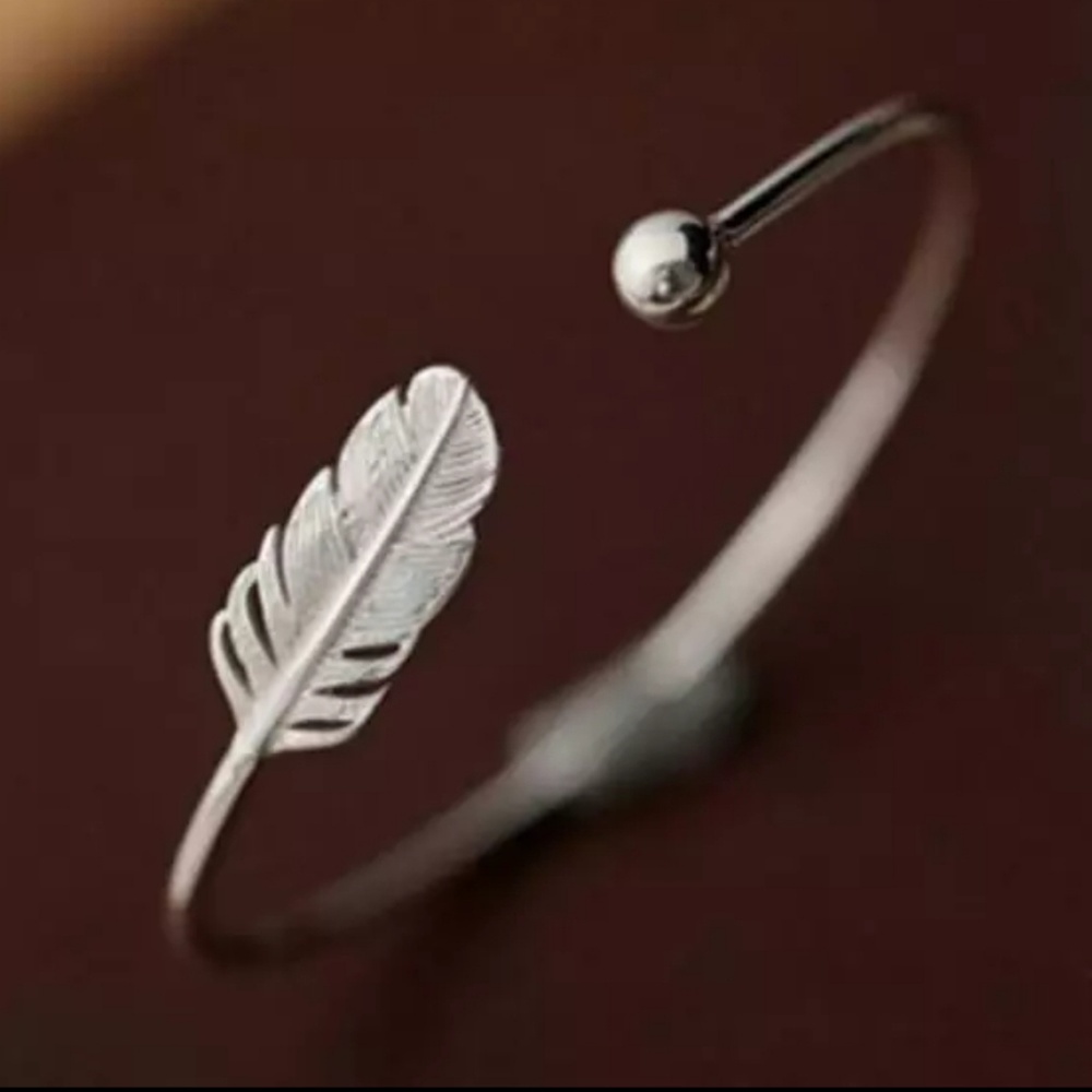 Leaf cuff bracelet- silver plated